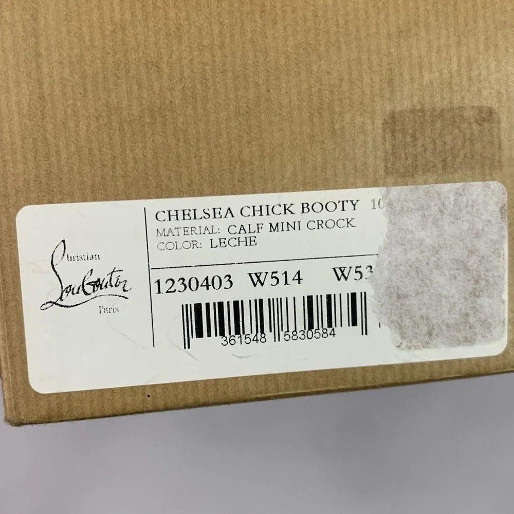 Christian Louboutin Chelsea Chick Booty 100 Calf Mini Crock Boots Leche Size 37 - Picture 13 of 14